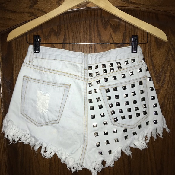 Pants - Studded High Waisted Shorts